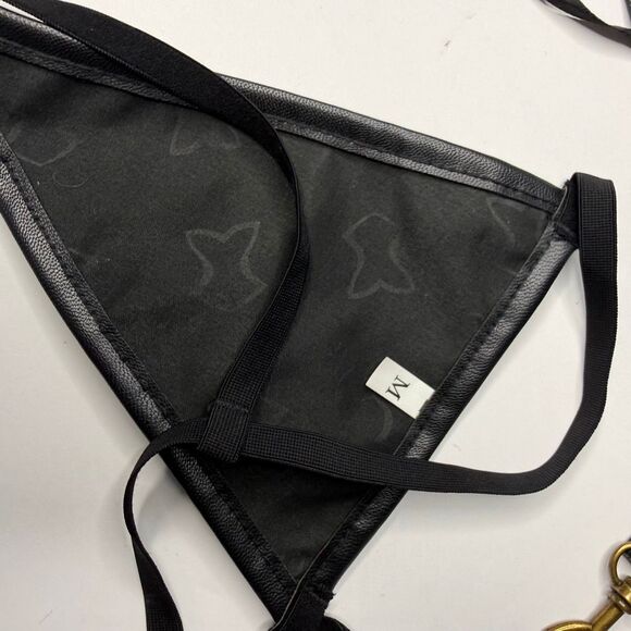 Black Faux Leather Lace Festival Costume Set Corset Skirt Utility Belt Size M - Picture 9 of 10